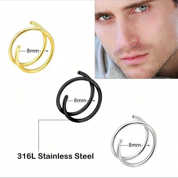 Double hoop nose ring N780 - Picture 4 of 5